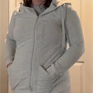 Simply Vera Vera Wang Medium Off Center Zip Up Hoodie Light Grey